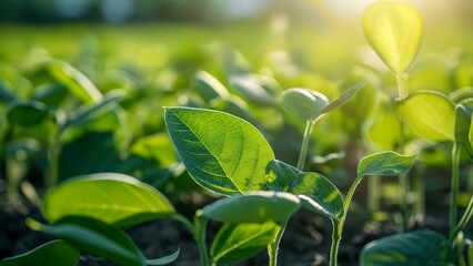 Obraz premium Soybean plants growing in the garden 