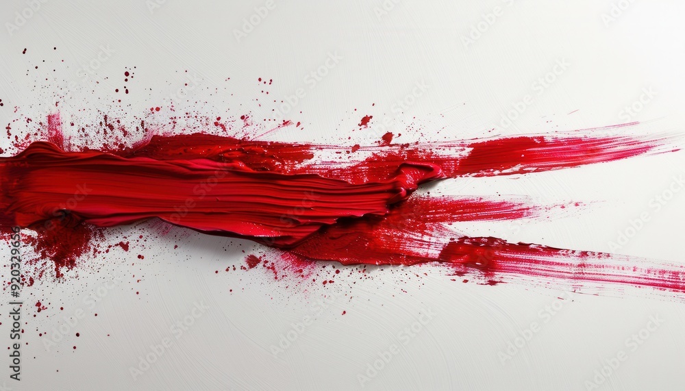 Aufkleber bold red paint strokes across a white canvas creating a striking abstract pattern