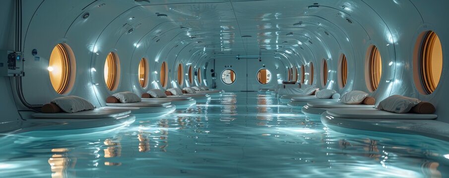 Zero G Pilates Studio in Surreal Underwater Architectural Space