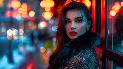 High end beautiful fashion girl with luxury coat