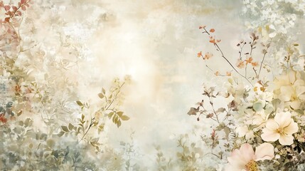 Collage Background with Vintage Floral Patterns