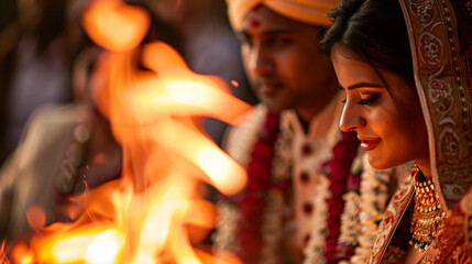 Fototapeta premium Indian wedding couple during the phera ceremony