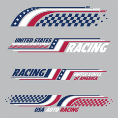 Racing USA flag decals