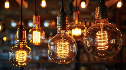 Incandescent bulbs close up. Generative AI