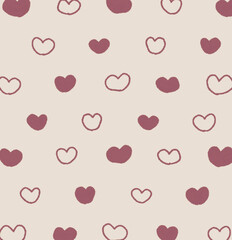 しましまのハート柄背景の手描きイラスト22