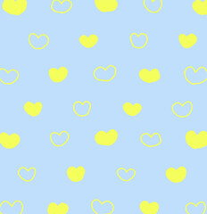 しましまのハート柄背景の手描きイラスト23