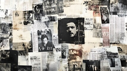 Vintage Newspaper Collage Background