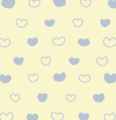 しましまのハート柄背景の手描きイラスト24