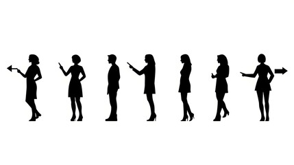 Silhouette figures demonstrating various communication poses.