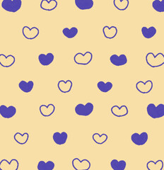 しましまのハート柄背景の手描きイラスト29