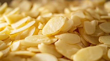 Potato raw sliced strips white. Generative AI