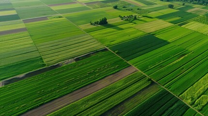 Aerial View of a Lush Green Field Landscape