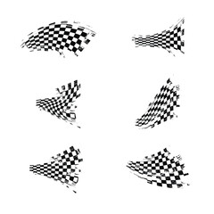 Grunge checkered race elements set