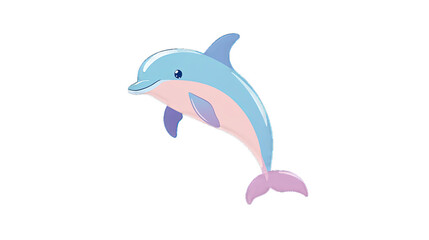 Obraz premium Cute Cartoon-Style Illustration of a Playful Dolphin with a Transparent Background