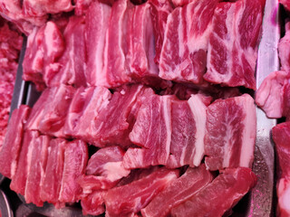 Close up of fresh pork ribs