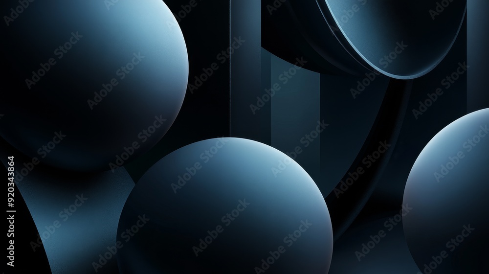 Poster a visually striking composition featuring abstract shapes in dark tones, emphasizing depth and form.