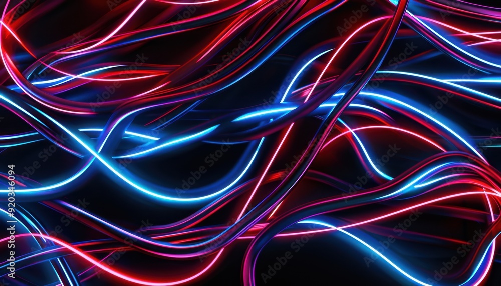 Aufkleber colorful neon light trails creating an abstract pattern on a dark background