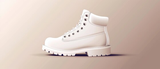 A single hiking boot with a plain background, minimalist style, clear and simple design, 2D vector illustration, soft gradients