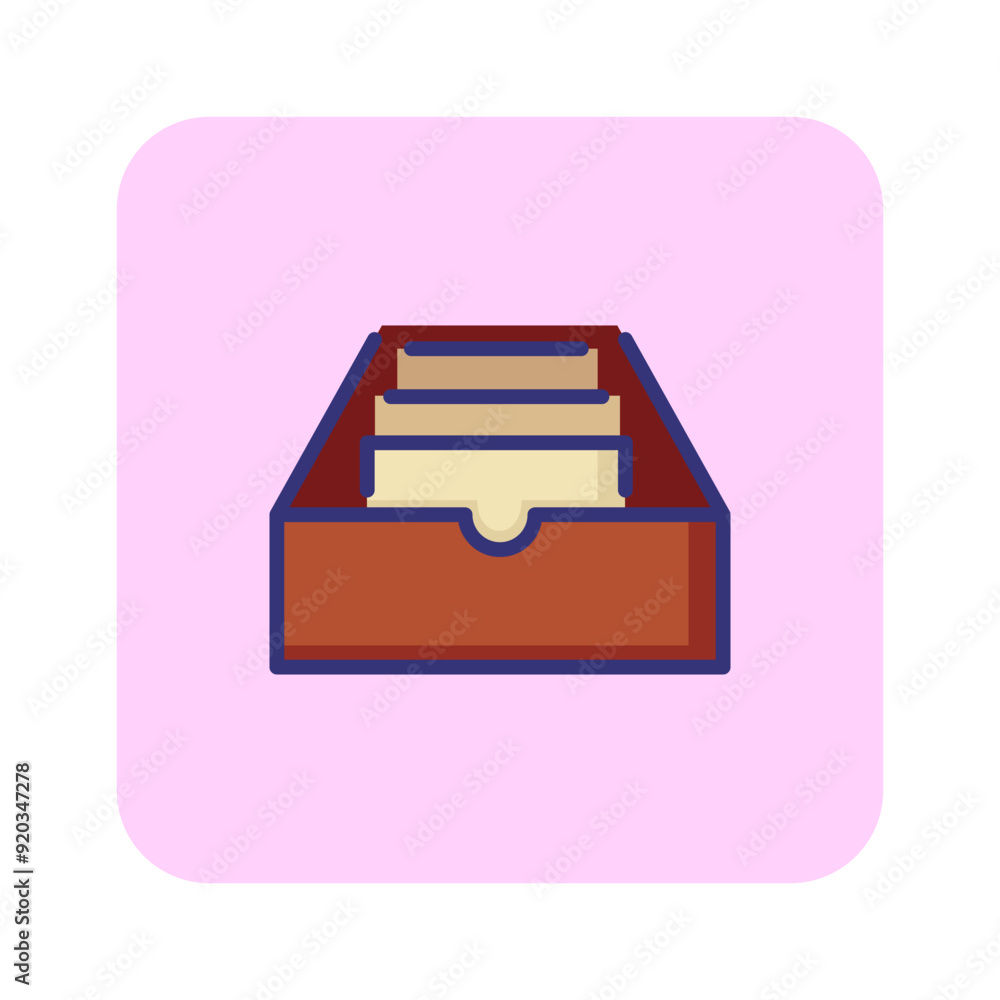Poster folder box line icon. data storage, file server, archive. database concept. can be used for topics l