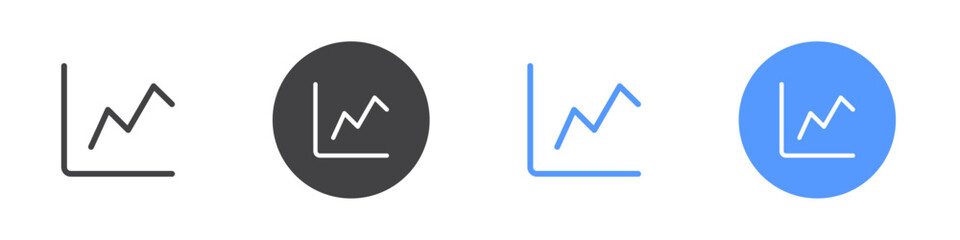 Line chart icon Flat illustration vector with thin stroke