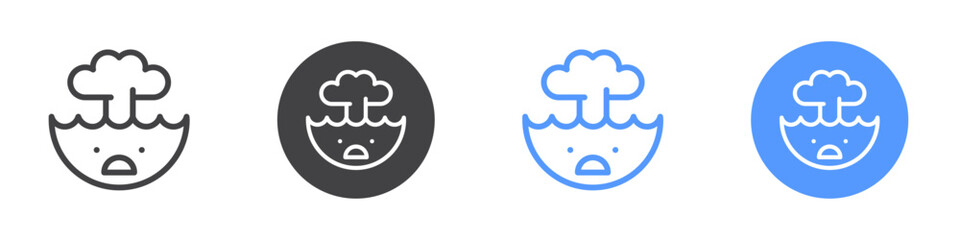 Mind blow emoji icon Flat illustration vector with thin stroke