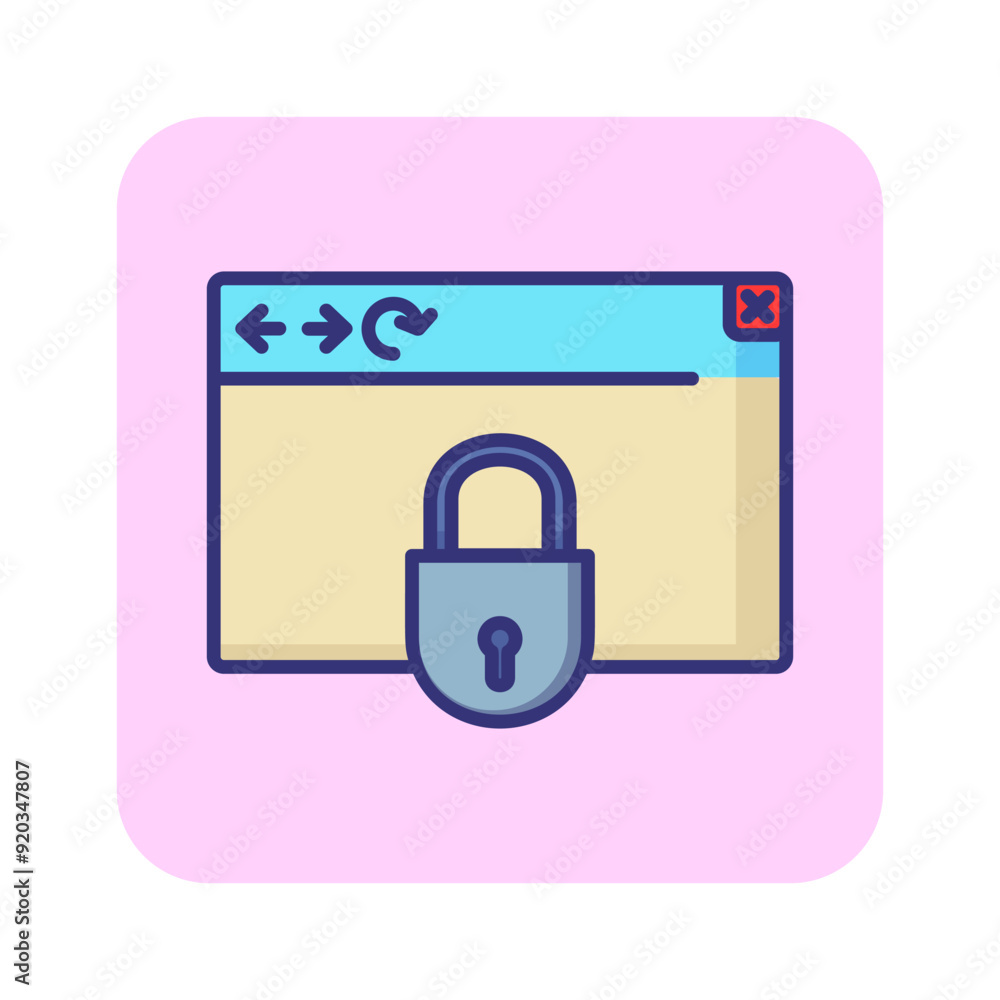 Poster web security line icon. browser, lock, padlock. data safety concept. can be used for topics like ant