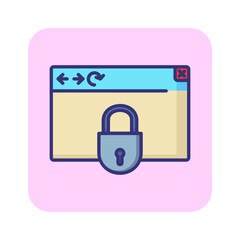 Web security line icon. Browser, lock, padlock. Data safety concept. Can be used for topics like antivirus, system protection, information technology