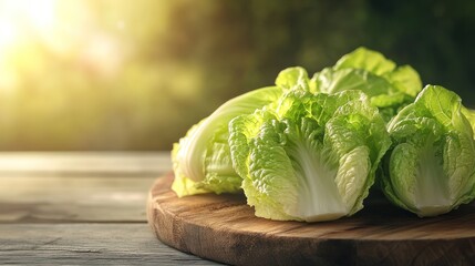 Fresh Lettuce on Wooden Cutting Board
