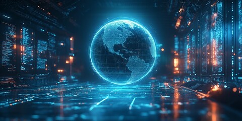 Global Connectivity Concept with Moody Lighting, generative ai