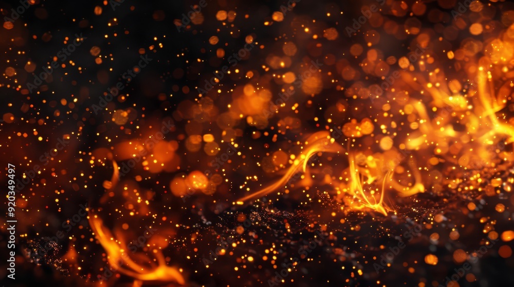Poster this vibrant visual showcases flames combined with glowing particles, making it ideal for creating f