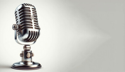 Close up of Professional microphone for Podcast or recording studio background