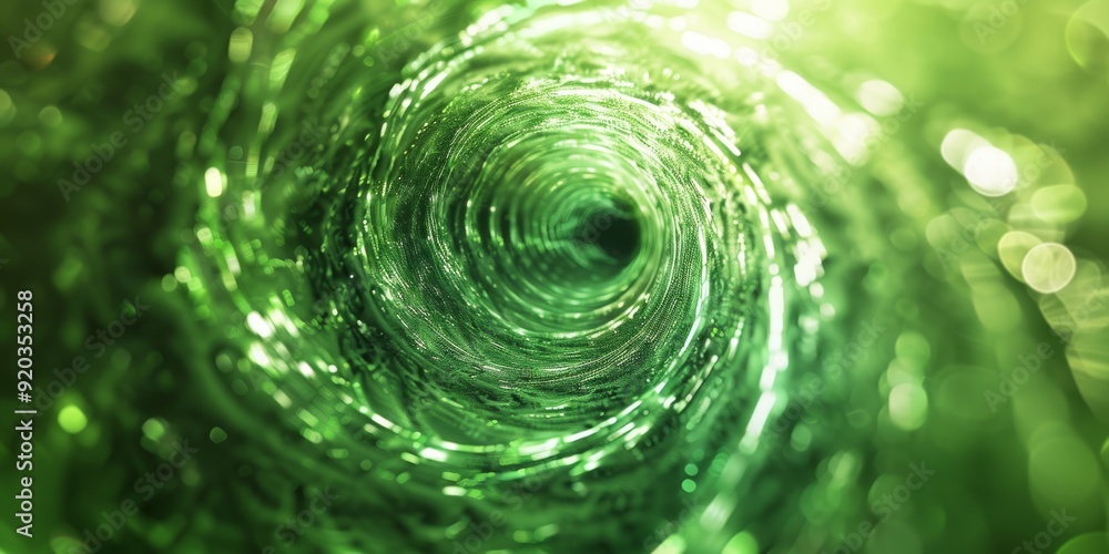 Poster a dynamic green swirl is gracefully creating a captivating and mesmerizing underwater visual effect 