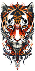 Obraz premium Tribal Beautiful womans face wearing tiger costume illustration