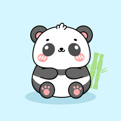 Cute panda bamboo illustration