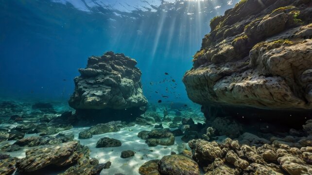 Big underwater rocks