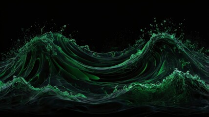 Black background with green wave accents