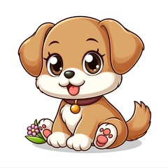 Cute cartoon image of a puppy, white background 
