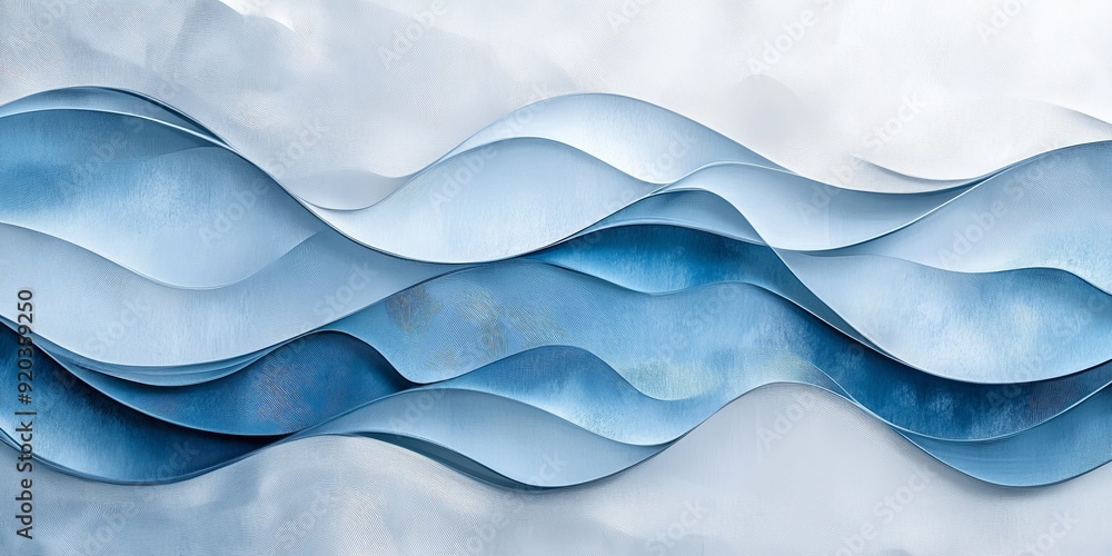 Wall mural abstract background forming a wavy blue lines pattern, ideal for technology or design projects
