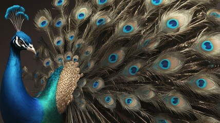 Obraz premium Detailed close-up of peacock