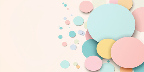 Circle shape material, pastel colors, various sizes. scattered on the floor.