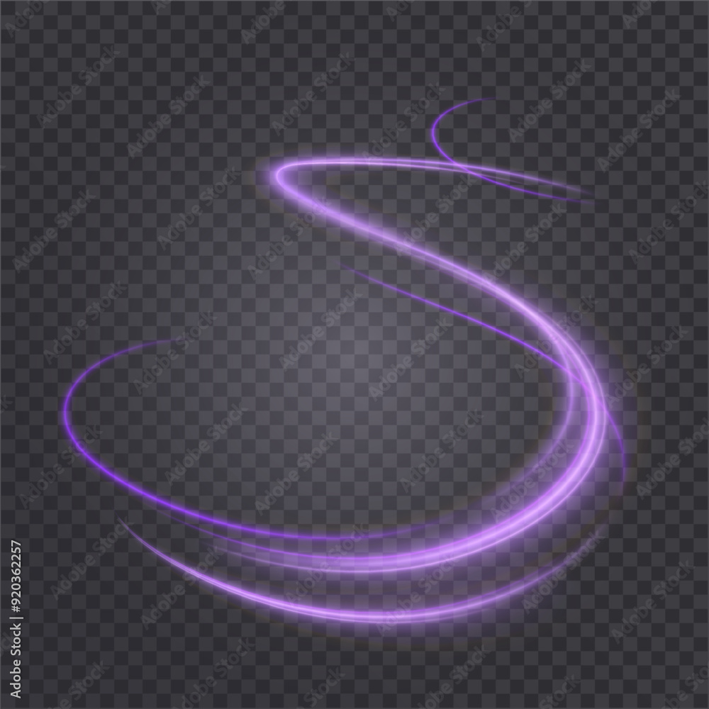 Aufkleber light and bright twirl. curved light effect blue-violet lines. effect of high-speed light energy for