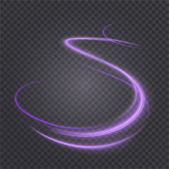 Light and bright Twirl. Curved light effect blue-violet lines. Effect of high-speed light energy for the action of game characters