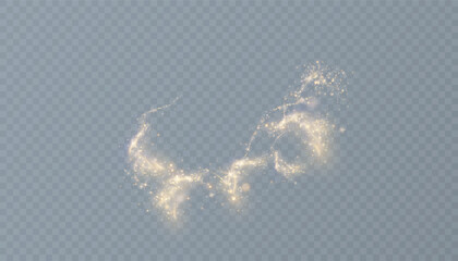 Golden magic comet light effect with lots of sparkling bokke and shimmering light effects. Magic golden wind for web design and fairytale decoration. vector © MAKSYM