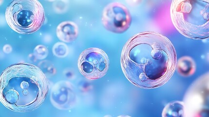 Abstract Background of Body Cells Connecting with Blue Treatment Theme