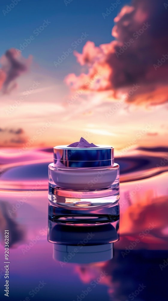 Poster the jar is surrounded by a small pool of water, creating a serene