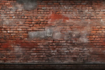 Processed collage of obsolete red brock masonry wall texture. Background for banner, backdrop