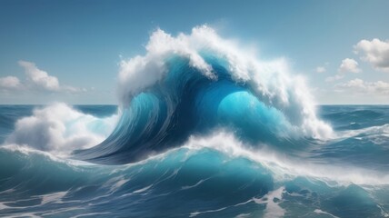 Ocean wave crashing in the sea