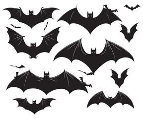 Vector illustration, Halloween bats silhouette isolated on white background