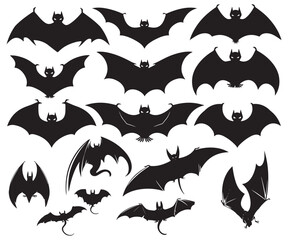 Vector illustration, Halloween bats silhouette isolated on white background