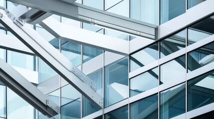 Obraz premium Geometric Patterns in Modern Architecture with Steel and Glass Elements